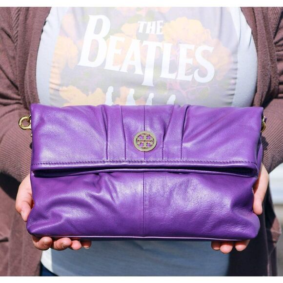COPY - NWT Tory Burch Oversized Clutch Foldover Crossbody Bag Jewel Purple - Picture 4 of 11